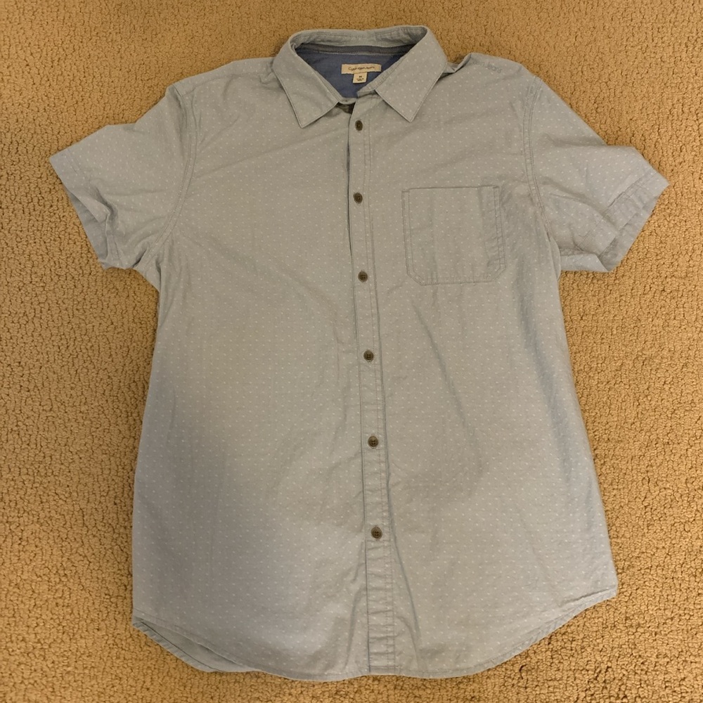 Calvin Klein Jeans Light Blue Short Sleeve Casual Button-Up Button-Down Shirt